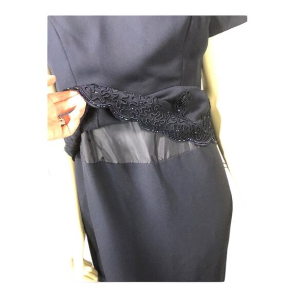R & M Richard’s formal navy dress looks like a 2 piece with beading size 8 - Picture 5 of 12
